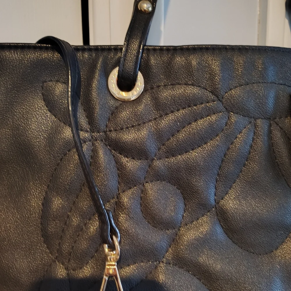 Betsy Johnson Black Tote Bag with Polka Dot Scarf